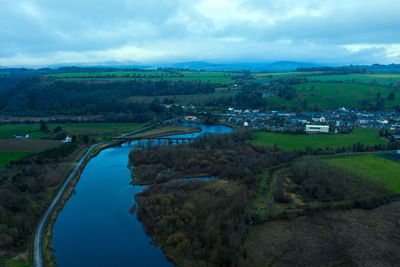 High angle view of landscape against sky