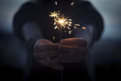 Firework display at night