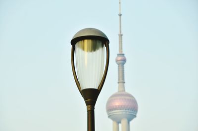 Low angle view of communications tower