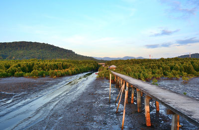 Scenic view of land against sky