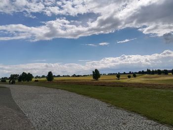 Scenic view of land against sky