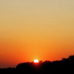 Scenic view of silhouette trees against romantic sky at sunset