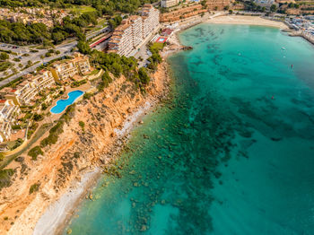 High angle view of beach