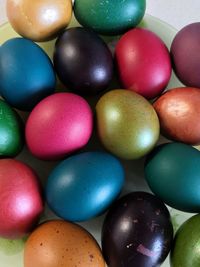 Full frame shot of multi colored eggs