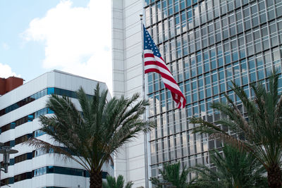 Low angle view of american flag