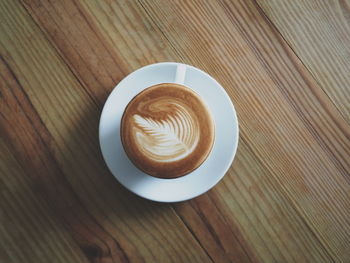 High angle view of coffee on table