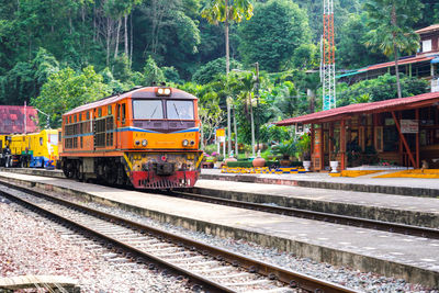 Train on railroad station platform