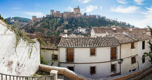 High angle view of townscape against sky