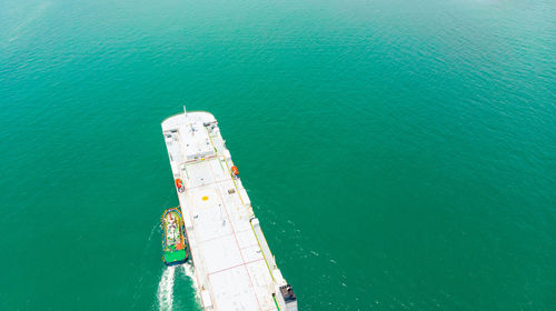 High angle view of ship in sea