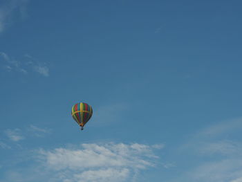 Low angle view of hot air balloon against sky