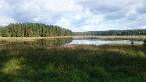 Scenic view of lake against sky