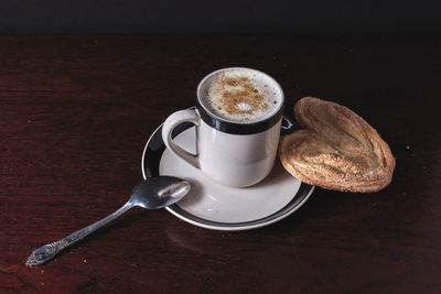 High angle view of breakfast on table