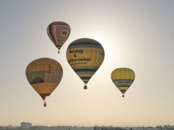 Hot air balloon flying in sky