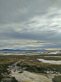 Scenic view of landscape against cloudy sky