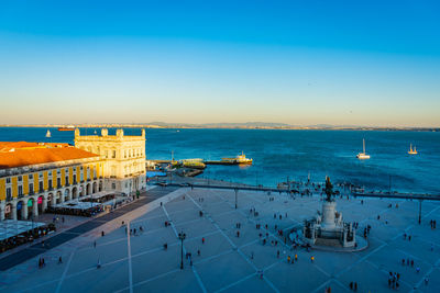 High angle view over commerce square in lisbon