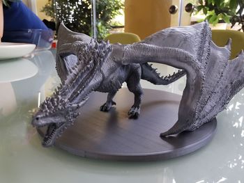 Close-up of animal sculpture on table