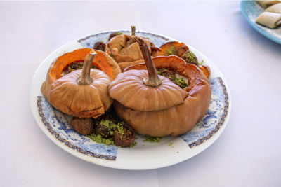 High angle view of food in plate