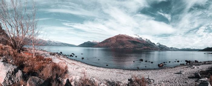 Panoramic view of lake against sky