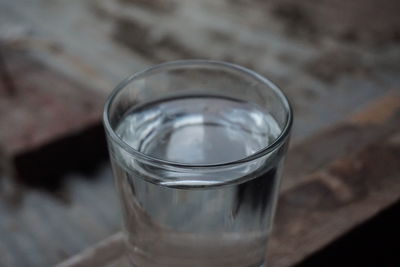 Close-up of water in glass on table