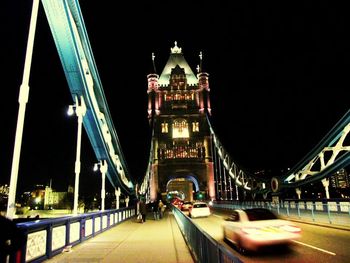 View of bridge at night