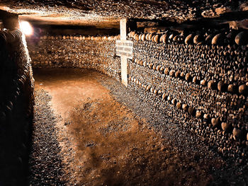 High angle view of illuminated wall