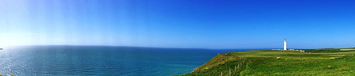 Scenic view of sea against clear sky