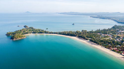 Aerial from drone, landscape of klong dao beach at lan ta island south of thailand krabi province, 