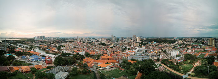 High angle view of townscape against sky