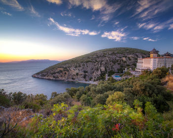 Scenic view of sea against sky during sunset