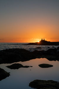 Scenic view of sea against sky during sunset