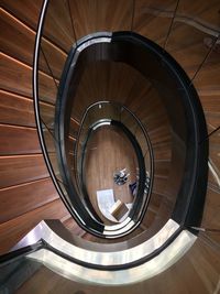 High angle view of spiral staircase