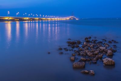 Scenic view of sea against sky at night