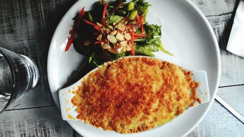 Close-up of food served in plate