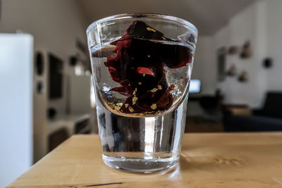 Close-up of drink in glass on table