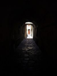 Narrow corridor along walls