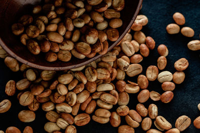 High angle view of coffee beans