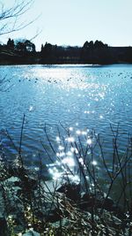 Scenic view of lake against sky