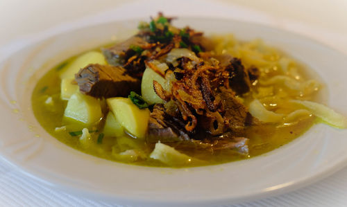 Close-up of meal served in bowl