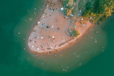 High angle view of water on beach