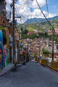 High angle view of city street