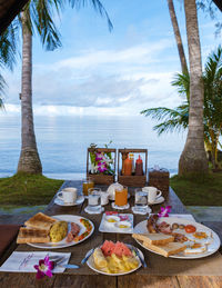 Place setting on beach