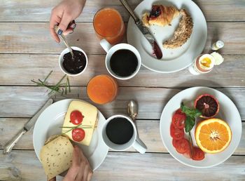 Close-up of breakfast on table