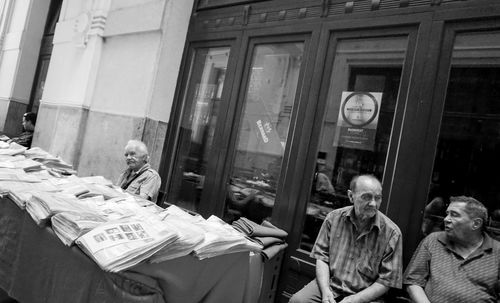 Group of people in front of building