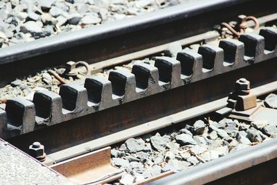 Close-up of railroad tracks