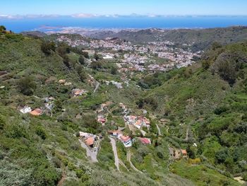 High angle view of townscape against sky