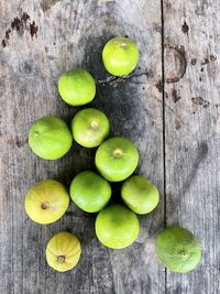 High angle view of apples on table