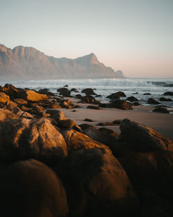 Scenic view of sea against clear sky