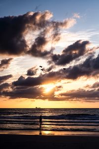 Scenic view of sea at sunset