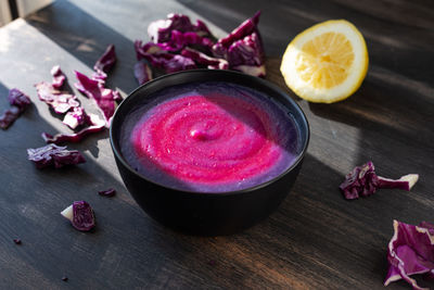 High angle view of food on table