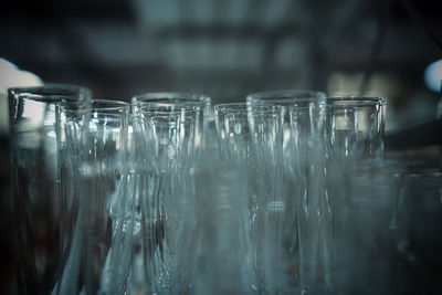 Close-up of champagne glass on table